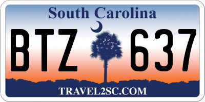 SC license plate BTZ637