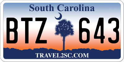 SC license plate BTZ643