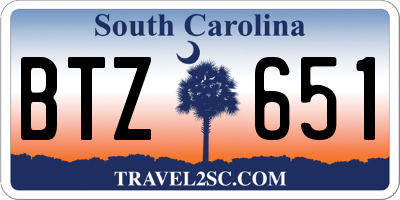 SC license plate BTZ651