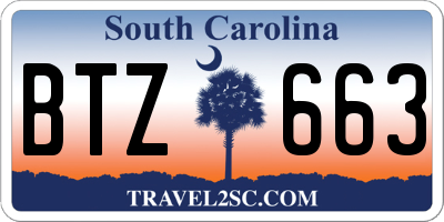 SC license plate BTZ663