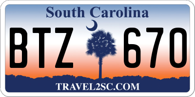 SC license plate BTZ670