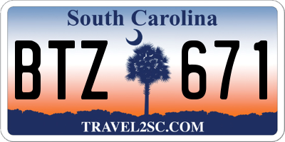 SC license plate BTZ671