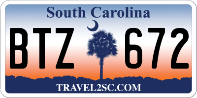 SC license plate BTZ672