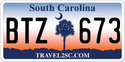 SC license plate BTZ673