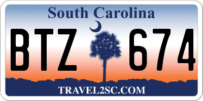 SC license plate BTZ674