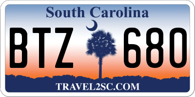 SC license plate BTZ680