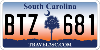 SC license plate BTZ681