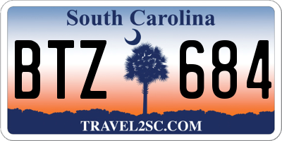 SC license plate BTZ684