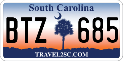 SC license plate BTZ685