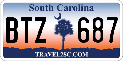 SC license plate BTZ687