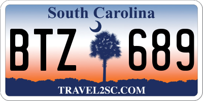 SC license plate BTZ689