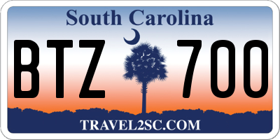 SC license plate BTZ700