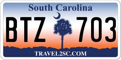 SC license plate BTZ703