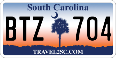 SC license plate BTZ704
