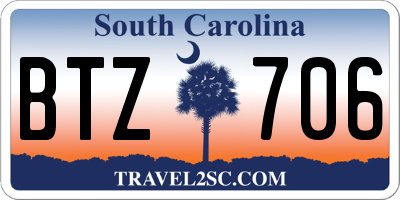 SC license plate BTZ706
