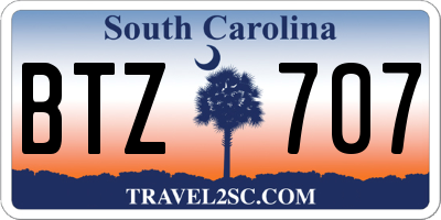 SC license plate BTZ707