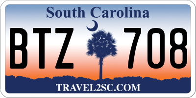 SC license plate BTZ708