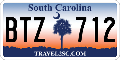 SC license plate BTZ712