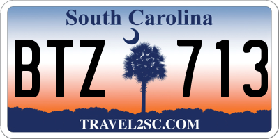 SC license plate BTZ713