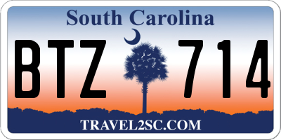 SC license plate BTZ714