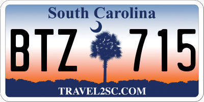 SC license plate BTZ715