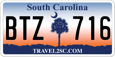 SC license plate BTZ716