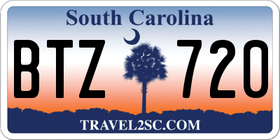 SC license plate BTZ720