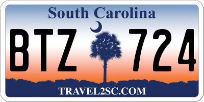 SC license plate BTZ724