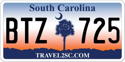 SC license plate BTZ725