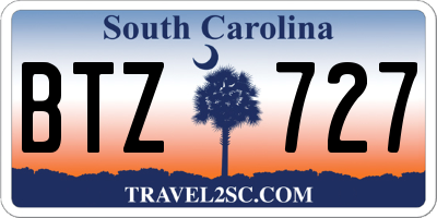 SC license plate BTZ727