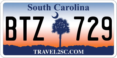 SC license plate BTZ729