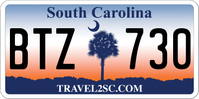 SC license plate BTZ730