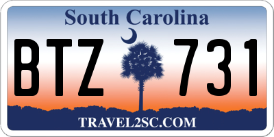 SC license plate BTZ731