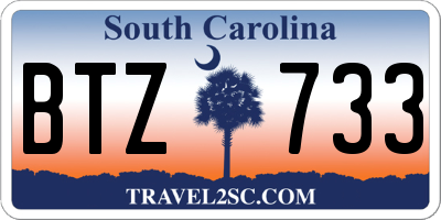 SC license plate BTZ733