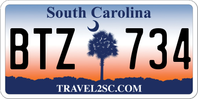 SC license plate BTZ734
