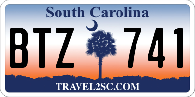 SC license plate BTZ741