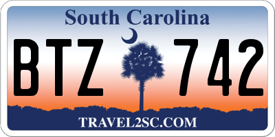 SC license plate BTZ742