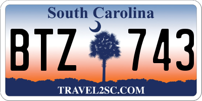 SC license plate BTZ743