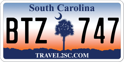 SC license plate BTZ747