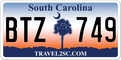 SC license plate BTZ749