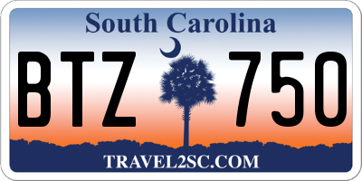 SC license plate BTZ750