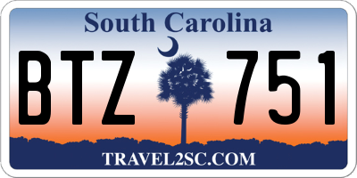 SC license plate BTZ751