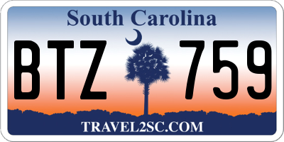 SC license plate BTZ759