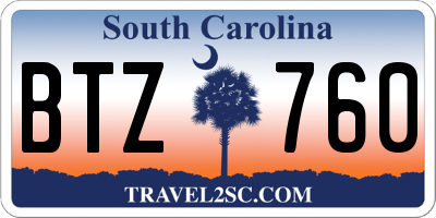 SC license plate BTZ760