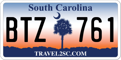 SC license plate BTZ761