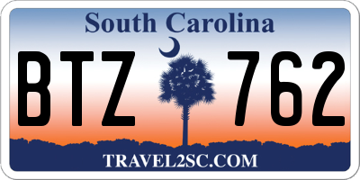SC license plate BTZ762