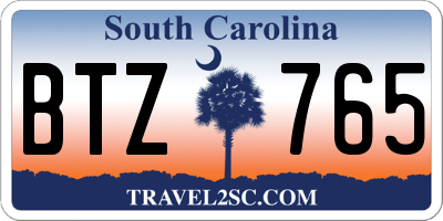 SC license plate BTZ765
