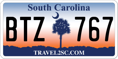 SC license plate BTZ767