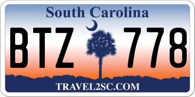 SC license plate BTZ778