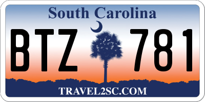SC license plate BTZ781